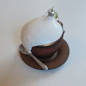 Christmas Ornament - Cappuccino with White Foam And Silver Spoon